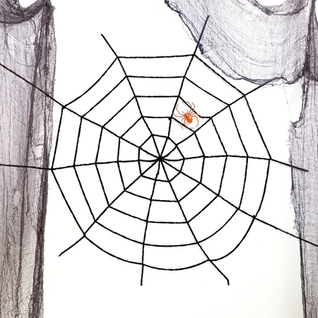 Dekoracja Pajęczyna pluszowa czarna 150cm