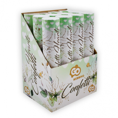 Konfetti pneumatyczne Białe Serduszka/ 30 cm