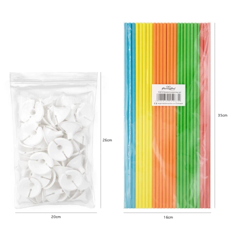 EKO Patyczki do balonów z zatyczką papierowe mix kolor 100szt.
