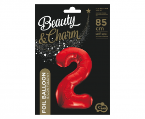 Balon foliowy B&C Cyfra 2, czerwona, 85 cm
