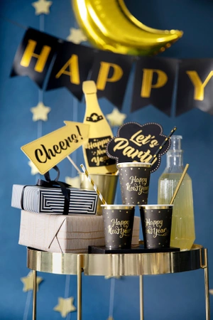 Kubeczki Happy New Year czarny 220ml 6szt.