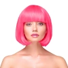 Peruka imprezowa włosy krótkie proste neonowe różowe