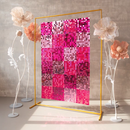 Panel cekinowy kwadraty różowy 30x30cm