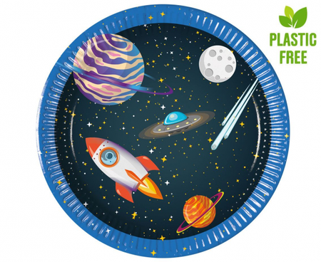 Talerzyki papierowe Rocket Space 20 cm, 8 szt. (plastic-free)