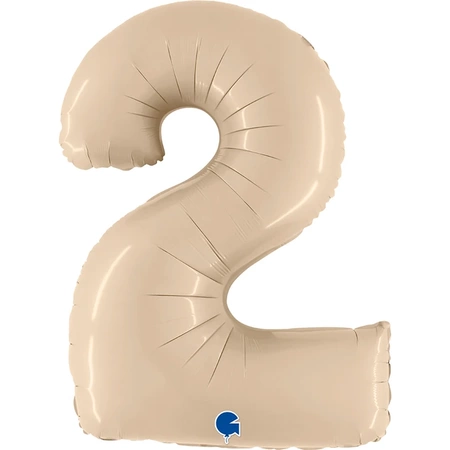 Balon foliowy Grabo - "Number 2", kremowy, 66 cm, pakowany
