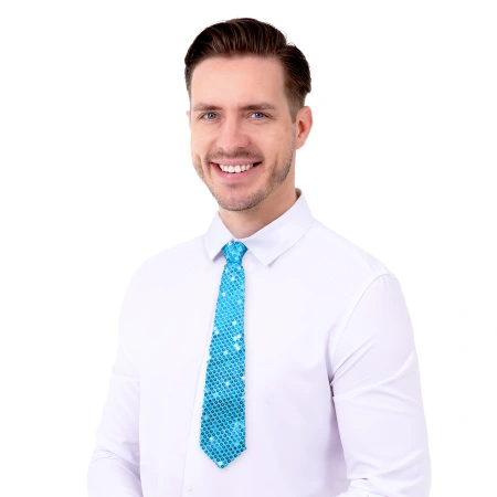 Krawat cekinowy, niebieski