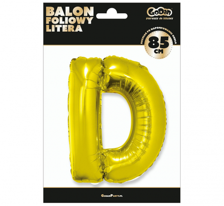 Balon foliowy "Litera D", złota, 89 cm