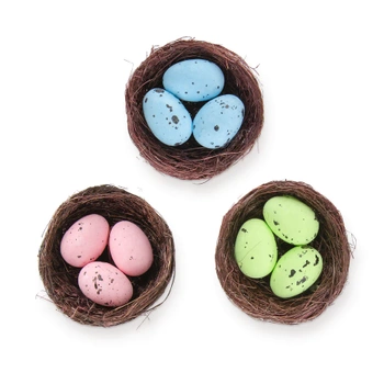 Dekoracje wielkanocne Jajka w gniazdkach 3szt.