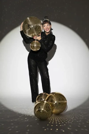 Kula lustrzana disco, szampański złoty, 30 cm