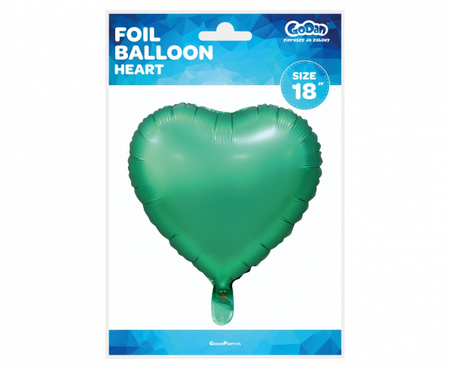 Balon foliowy "Serce", matowe, zielone, 18"