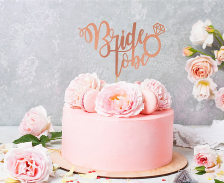 Dekoracja na tort Bride to be, różowo-złota