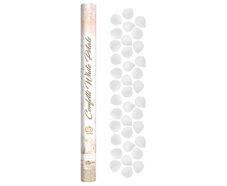 Konfetti pneumatyczne - Płatki róż, białe, tekstylne / 60 cm