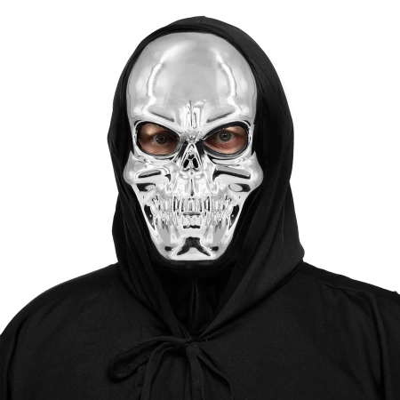 Maska Halloween Czaszka srebrna 42x16cm