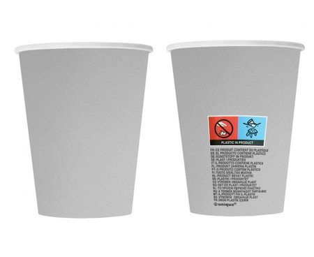 Kubeczki papierowe srebrne, 270ml, 8 szt. (sup label)