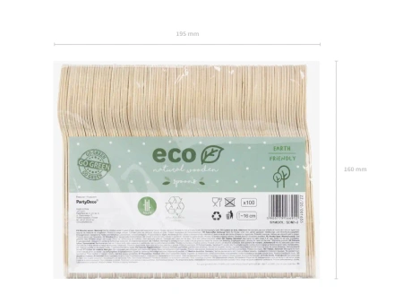 Drewniane łyżki, 16.5cm, 100szt