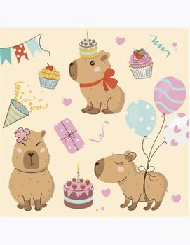 Serwetki "Urodzinowe Kapibary", 33x33, 20 szt