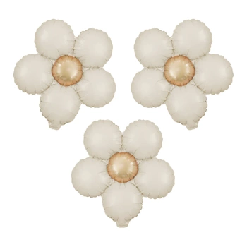 Balon foliowy Kwiat kremowy matowy 45cm 3szt