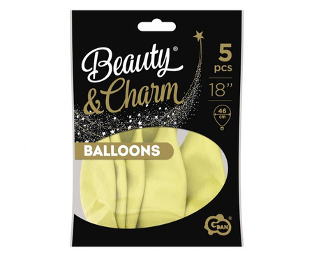 Balony Beauty&Charm, makaronowe, waniliowe 18" / 5 szt.
