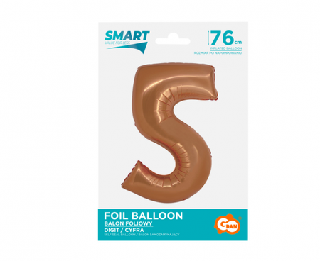 Balon foliowy Smart, Cyfra 5, miedziana, 76 cm