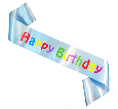 Szarfa "Happy Birthday", jasny błękit