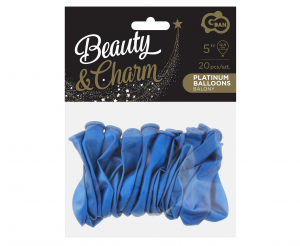 Balony Beauty&Charm, platynowe niebieskie 5"/ 20 szt.