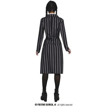 Strój dla dorosłych wzorowany na Wednesday Adams, rozm L