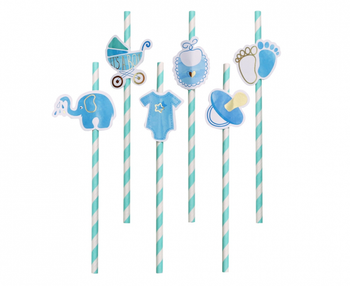 Słomki papierowe B&G Baby Boy, jasnoniebieskie,
