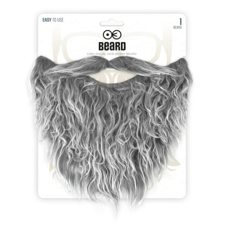 Sztuczna broda z wąsami siwa