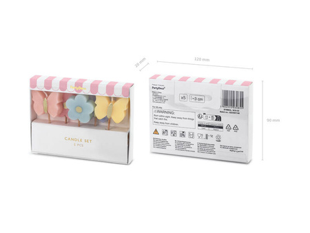 Świeczki urodzinowe Motylki, 3.5 cm, mix