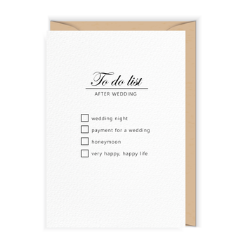 Kartka ślubna z listą TO DO
