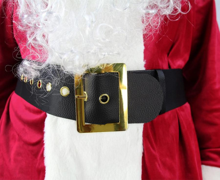 Zestaw "Profesjonalny strój Mikołaja" (czapka, bluza, spodnie, broda, pasek, nakładki na buty) rozm. un.