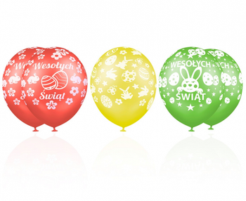 Balony Premium "Wesołych Świąt (Wielkanoc)", 12" / 5 szt.