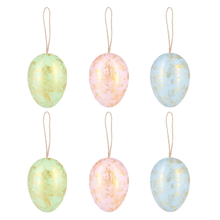 Dekoracje wielkanocne Jajka 3 kolory pozłacane 6 szt.