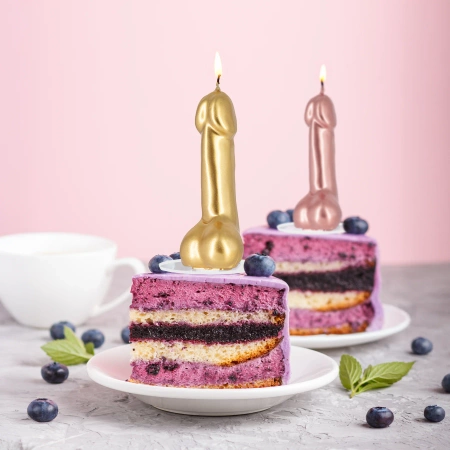 Świeczka penis różowe złoto