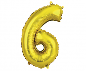 Balon foliowy "Cyfra 6", złota, 35 cm