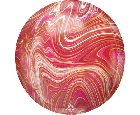 Balon foliowy ORBZ - Kula Orbz Marblez Red & Pink, zapakowany