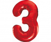 Balon foliowy B&C Cyfra 3, czerwona, 85 cm
