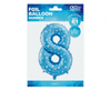 Balon foliowy "Cyfra 8", niebieska w gwiazdy, 61 cm