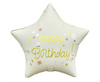 Balon foliowy Happy Birthday, gwiazda matowa biała 18"