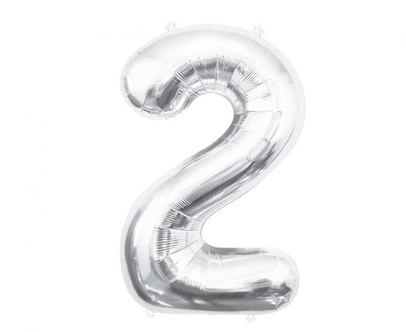 Balon foliowy B&C Cyfra 2, srebrna, 85 cm