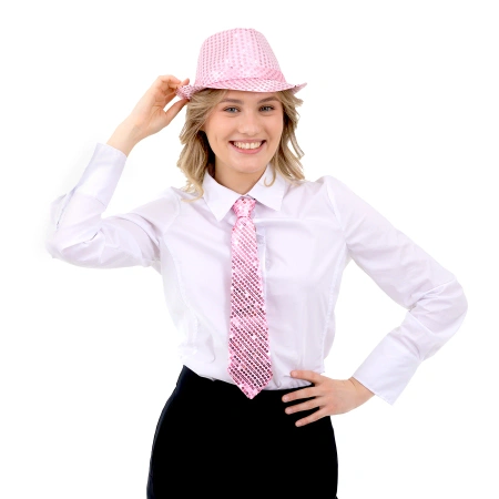 Krawat cekinowy, różowy