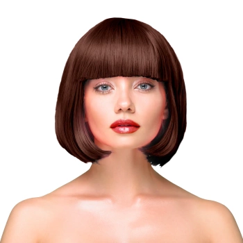 Peruka imprezowa włosy krótkie proste Brązowe