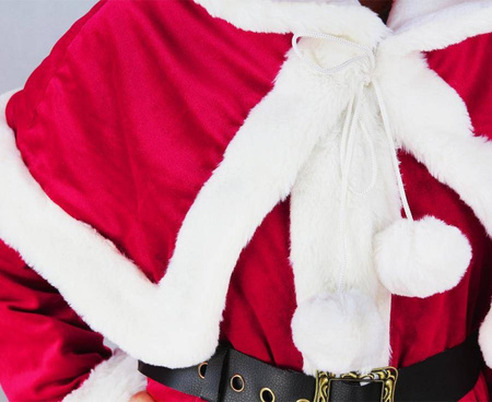 Zestaw "Pani Mikołajowa" (płaszcz z kapturem, pasek) rozm. un.