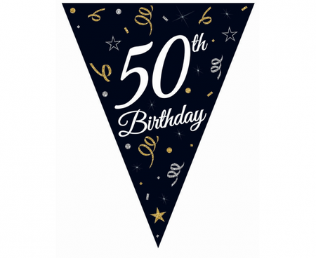 Girlanda papierowa Beauty&Charm z flagami "50", 28x270 cm