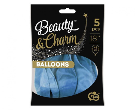 Balony Beauty&Charm, platynowe j. niebieskie 18"/ 5 szt.