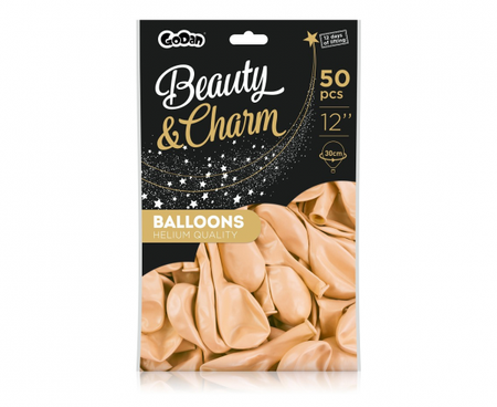 Balony Beauty&Charm, makaronowe łososiowe 12"/ 50 szt.