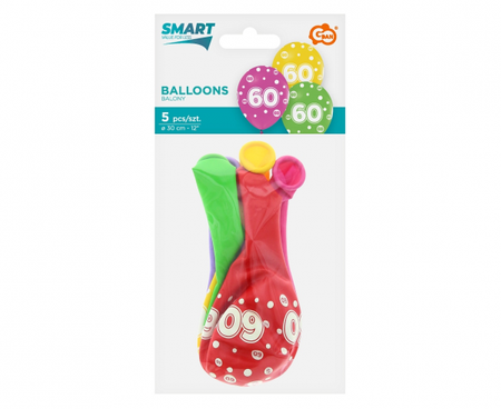 Balony z cyframi: 60, 12"/ 5 szt.