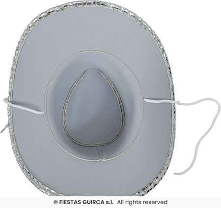 Kapelusz kowbojski srebrny disco, lata 80te