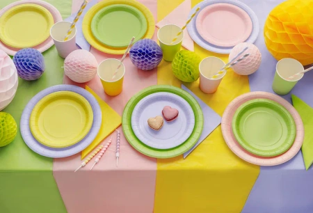 Talerzyki papierowe, żółty, 23cm