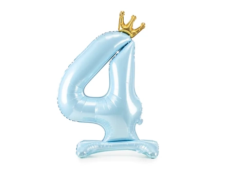 Stojący balon foliowy cyfra "4", 84 cm, błękit
